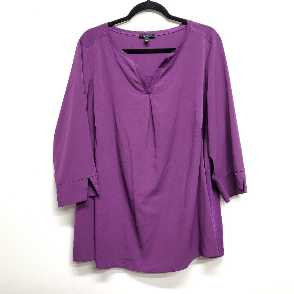 Lane Bryant 18/20 Purple 3/4 Sleeve Mixed Media Top